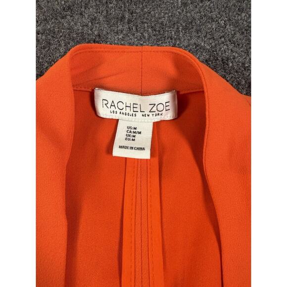 Rachel Zoe Size M Orange Stretch Open Front Blazer Jacket with Ruched Sleeves - Picture 10 of 12